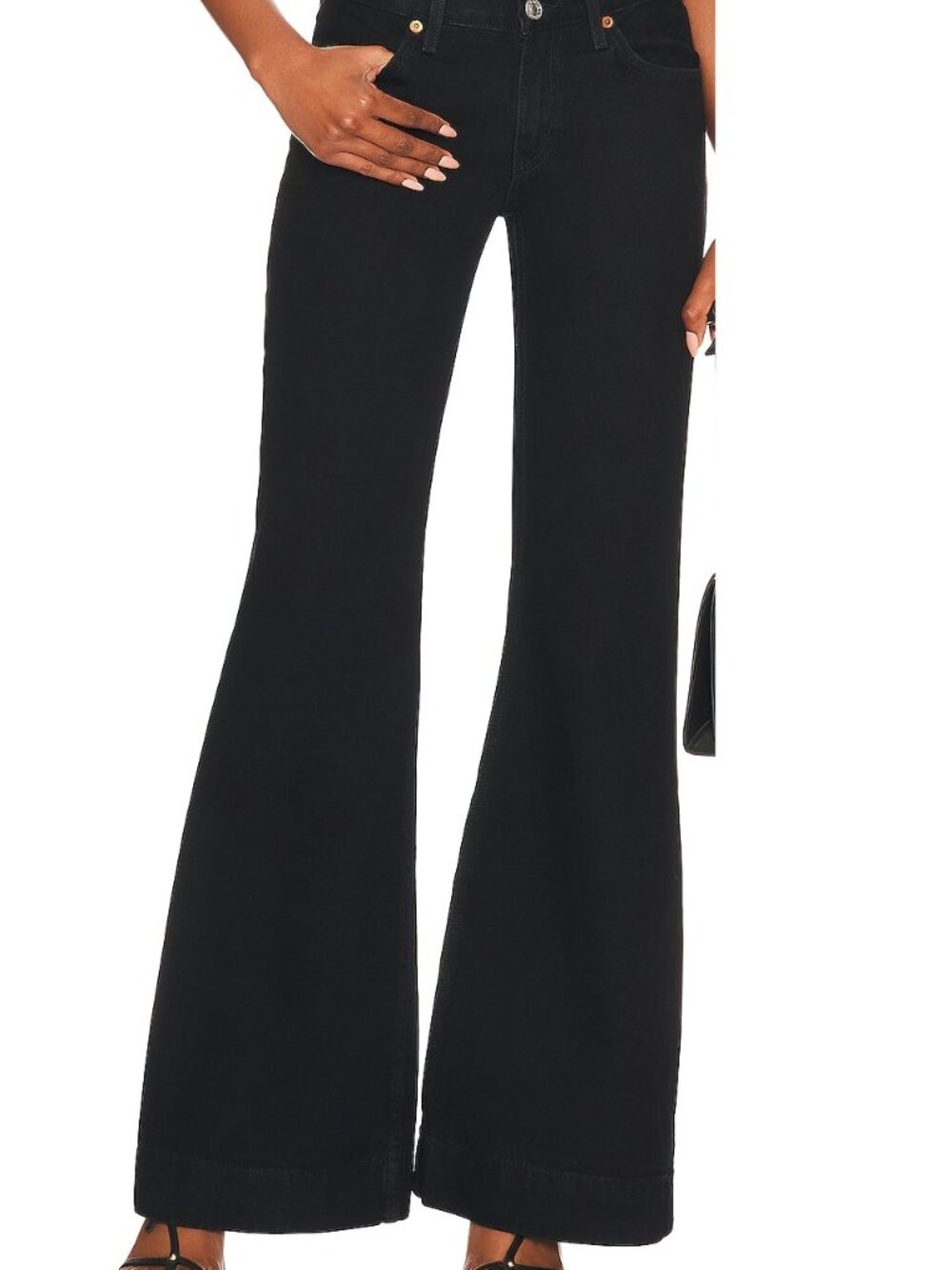 RE/DONE 70s Low Rise Bell‎ Bottom Jeans Size 24 Black Mega Flare NWT